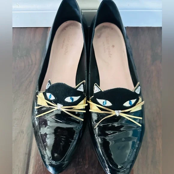 Kate Spade Black Kitty Cat Loafers size 9 - Picture 1 of 4
